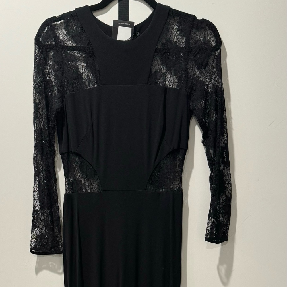 ABS by Allen Schwartz long black dress with lace  new with tags size S